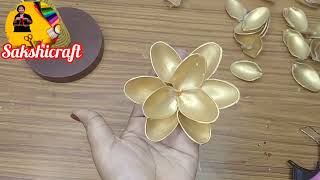 DIY Plastic Spoon Lotus Stand For Decoration  Candle Diya Holder SakshiSakshikumariyi2oy [upl. by Berriman4]