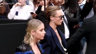 Ashley Benson and Cara Delevingne  Balmain SS19 fashion show  28092018 [upl. by Melinde]