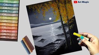 20  Oil Pastel Drawing Beginners Art Tutorial Realistic Nightscape step by steppaintingDrawing [upl. by Luigino116]