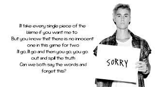 Justin Bieber  Sorry Lyrics [upl. by Missie]