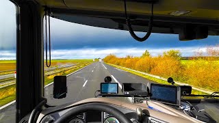 POV Truck Driving DAF XF 480 in FRANCE to LILLE on rainy day [upl. by Airemat]