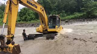 Excavator Accident In The River [upl. by Aracat55]