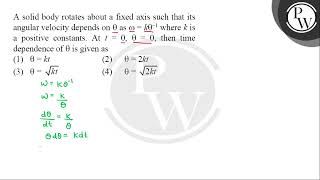 A solid body rotates about a fixed axis such that its angular velocity depends on \ \theta \ a [upl. by Anrym528]