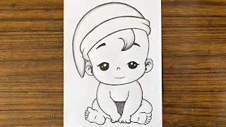 How to draw cute baby boy  Easy and simple pencil drawings for beginners  Beginners drawing [upl. by Niloc]