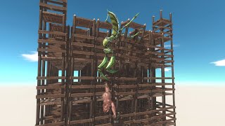 GIANT PRAYING MANTIS Battles on Tilting Tower Animal Revolt Battle Simulator [upl. by Ahsiekel987]