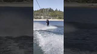 Wakeskate 360 shuvbest tip wakeskate wakeboarding boating coldwatertherapy [upl. by Myrna]