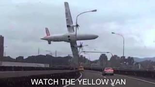 Taiwan Plane Crash hits Van on road before crashing into the river below [upl. by Reivax]