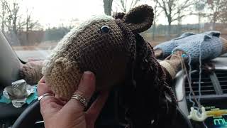 From my car crochet amigurumi Cuddley Horse Pillow WIP pt1 [upl. by Annoik211]