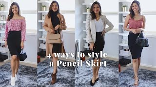 4 ways to wear a Pencil Skirt  Simplymadhoo  Work outfit  Meeting outfit  Casual style [upl. by Adlee]