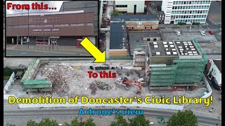 Doncaster library demolition  drone view demolition drone dji [upl. by Necaj40]