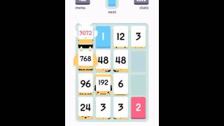 Threes 3072 tile achieved score 204537 [upl. by Nerine452]