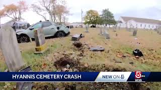 Police search for driver after Hyannis cemetery crash [upl. by Dami]