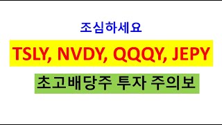 TSLY NVDY QQQY JEPY 초고배당주 투자 주의보 [upl. by Mikes]