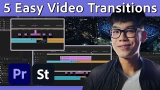 5 EASY Premiere Pro Transitions Youll Love  Premiere Pro Tutorial  Adobe Video [upl. by Ellegna118]