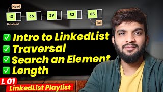 L1 Introduction to LinkedList  Traversal  Length  Search an Element [upl. by Asilahs392]