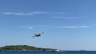 Two Canadair CL415 Collecting Water near Vodice Croatia [upl. by Ermina556]