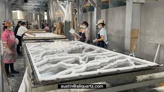 ALI QUARTZ  Manufacturer of Quartz Slab in Vietnam  Calacatta Carrara Surfaces  Marble look Stone [upl. by Doxia157]