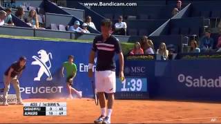 Barcelona Open  Kid crash Nicolas Almagro  Teymuraz Gabashvili [upl. by Revorg577]