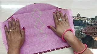 blouse sleeve design cutting and stitching ब्लाउज बाजू डिजाइन कट वाली। [upl. by Ecilegna58]