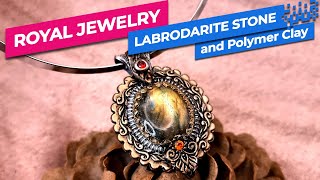 Labradorite amp Polymer Clay Fusion Crafting an Intricate Pendant Fit for a Queen [upl. by Gustin]