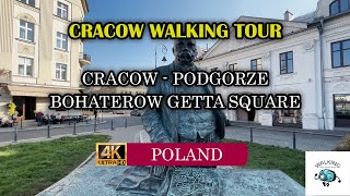 Walking Tour of Cracow  Kurlandzki Boulevard  Ghetto Heroes Square  Sunny Day in Cracow 🌞 [upl. by Ekyt]