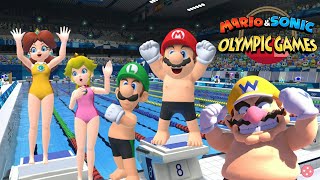 Mario amp Sonic At The Olympic Games Tokyo 2020 Swimming 100m Freestyle Daisy Peach Wario Luigi Mario [upl. by Harold]