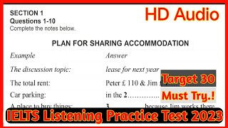 Plan for sharing accommodation IELTS listening IELTS listening practice test 2023with answer ielts [upl. by Attenev]