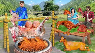 Intelligent Village Chef Cooking Lamb Stuffed With Chicken Street Food Hindi Kahaniya Moral Stories [upl. by Netniuq]