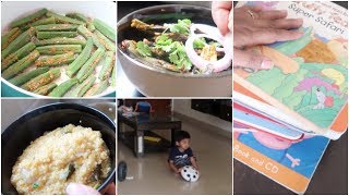 Normal routine vlog  korralu upma Stuffed Bendakaya Fry  Books for Kushal  Sireesha [upl. by Imhsar]