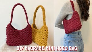 DIY  Macrame mini hobo bag tutorial  Bolsa de macrame  마크라메 가방 [upl. by Barram928]