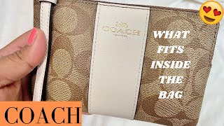 Coach Corner Zip Wristlet in signature canvas Review😍 COACH WRISTLET BAG [upl. by Lugar]