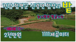 전매매전남 함평군 신광면 함정리매매가2천만원농지원부 발급가능 [upl. by Bremble277]