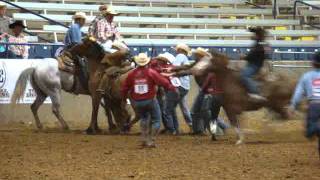 Clovis Ranch Rodeo Bronc Riding Wreck [upl. by Esela]