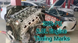 3ZRFE 20L Engine Timing Chain Marks Setting Of Toyota Avensis 2014 [upl. by Gannes684]