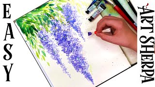 Easy Qtip Wisteria How to Paint Watercolor Step by step  The Art Sherpa [upl. by Rocco]