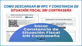 COMO DESCARGAR MI RFC Y CONSTANCIA DE SITUACIÓN FISCAL SIN CONTRASEÑA 2024 [upl. by Eugaet]