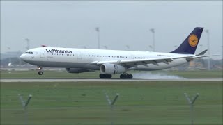 Lufthansa Airbus A330 takeoff amp landing at Munich Airport  113102014 [upl. by Changaris]