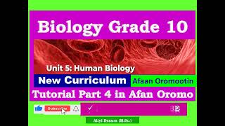 Biology Grade 10 Unit 5 Human Biology Tutorial Part 4 in Afan Oromo [upl. by Ecertap]