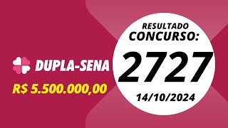 Dupla Sena Resultado das Loterias Concurso 2727 14102024 resultadoduplasena duplasenahoje [upl. by Forrester]