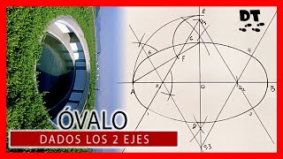 Construir un ÓVALO dado sus DOS ejes 💪  ÓVALO dados los DOS ejes  Dibujo técnico paso a paso [upl. by Sproul]