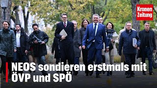 NEOS sondieren erstmals mit ÖVP und SPÖ  kronetv NEWS [upl. by Dollie]