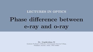 Phase difference between o and erays [upl. by Etnor]