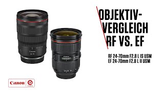 Canon Objektivvergleich RF 2470mm F28 L IS USM vs EF 2470mm F28 L II USM [upl. by Azral]