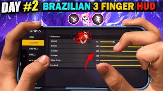 Day 2❗️Trying To Play 3 Finger Brazilian 🇧🇷 Secret 🤫 Custom HUD  FREE FIRE [upl. by Packton]