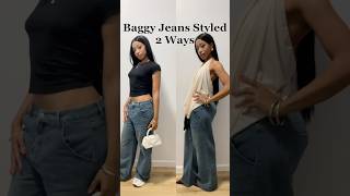 Baggy Jeans Styled 2 Ways✨ baggyjeans lowrisejeans y2k fashiontrends outfit [upl. by Mikal]