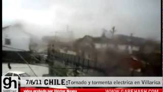 TORNADO Y TORMENTA ELECTRICA EN VILLARICA CHILE 7 JUNIO 2011 [upl. by Hamann]