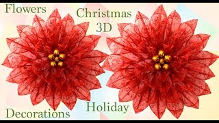 Como hacer flores gigantes de Navidad en 3D [upl. by Eneroc]