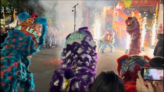 Sydney Cabramatta moon festival 2023 finally THQ lion Dance last sparkler and firecracker going wild [upl. by Ahtram]