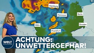 ACHTUNG UNWETTERGEFAHR Hier wird es heute unangenehm  Das Wetter in Deutschland [upl. by Farro508]