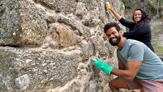 Finalizando a parede de pedra da nossa casa em Portugal [upl. by Aseret685]